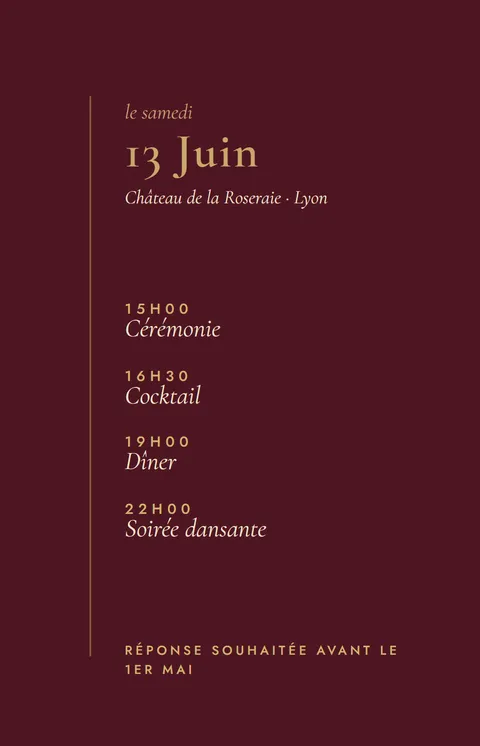 Programme Bordeaux, verso, format carte (aperçu de démonstration)